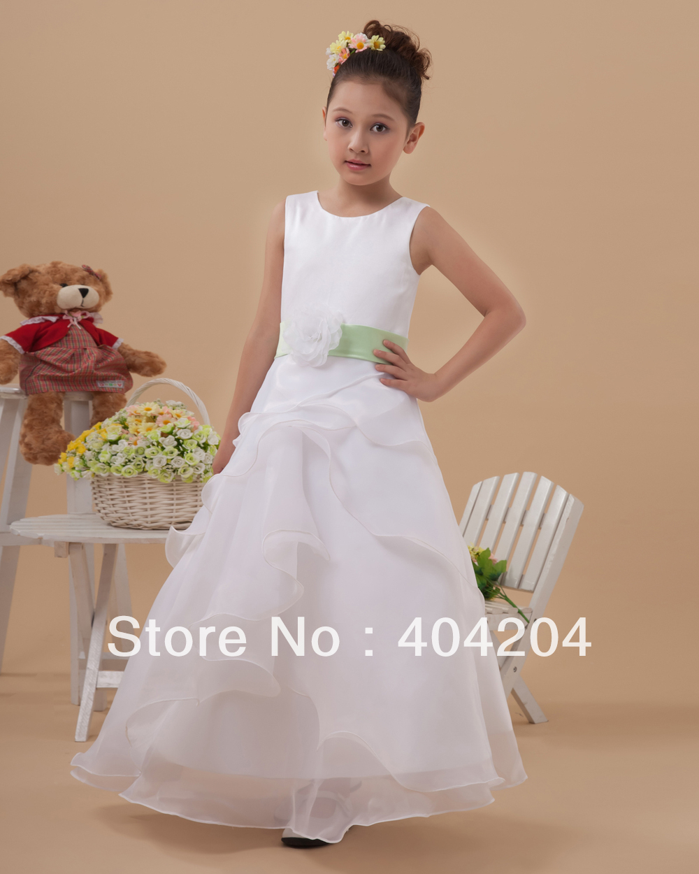 2013 New Style Free Shipping A-Line Organza Sashes Floor-Length Flower Girl Dresses Custom All  Size(8QMH2LEL)