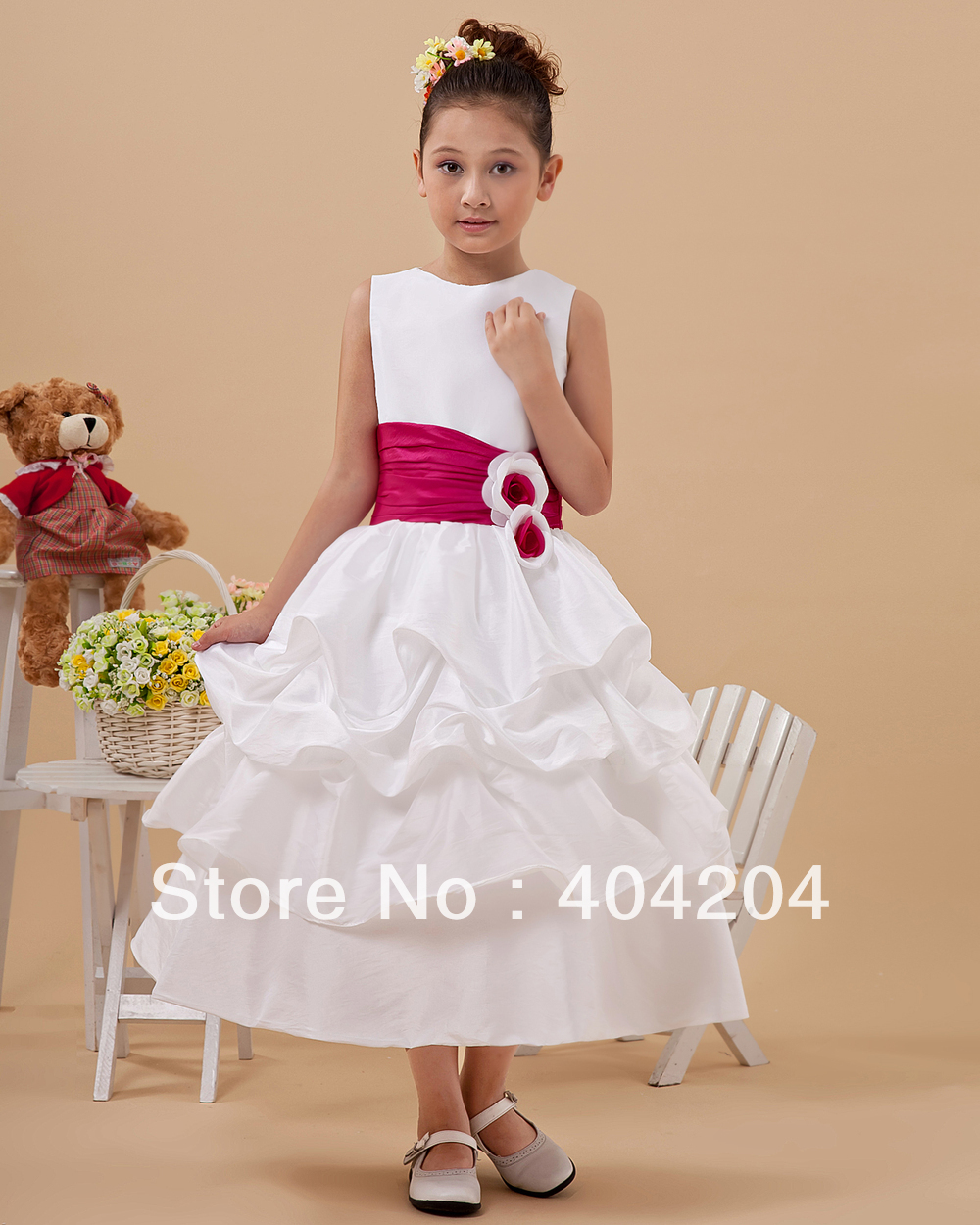 2013 New Style Free Shipping A-Line Satin Sashes Floor-Length Flower Girl Dresses Custom All  Size(UOHX6573)