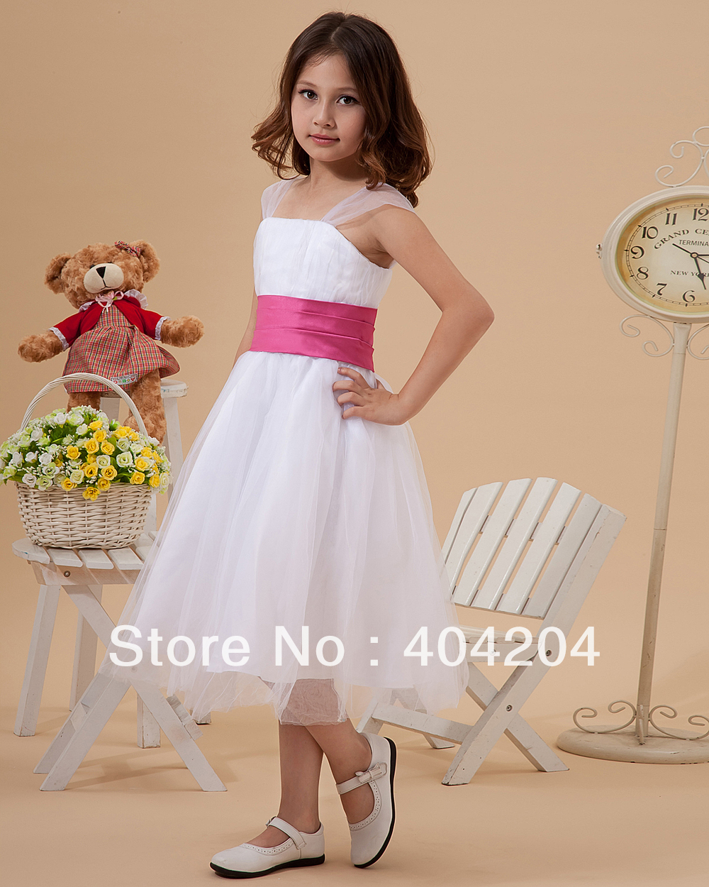 2013 New Style Free Shipping Organza Sash Layered Shoulder Straps Knee Length Flower Girl Dresses Custom All  Size(PEU3O0NX)