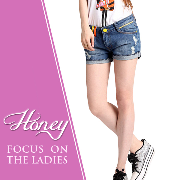 2013 New Style Free Shipping Summer Ladies Short Jeans Hot  Cookies Jeans Korean Fashion 8869