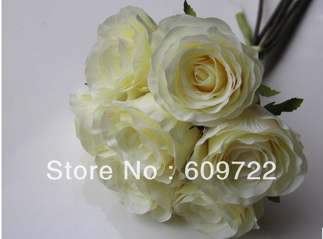 2013  New Style ! High Simulation 40cm Artificial Bridal Bouquets  Floral Arrangement Rose White in Wedding Decoration FL191-2