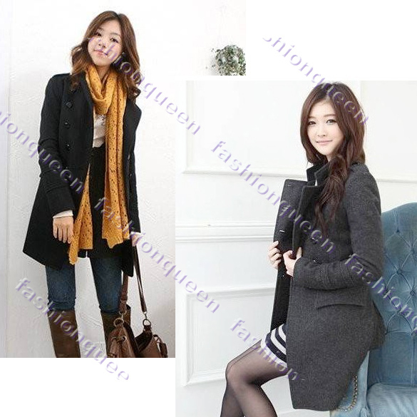 2013 new style New Korea Slim Fit Women Fashion Coat stand-up Collar Double-breasted Thicker Warm Lady Jacket M, L, XL 3489