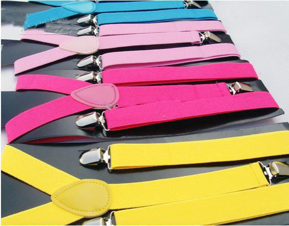 2013 new style Skinny Braces Suspenders Mens Ladies Neon Plain Adjust Colourful Clip-on Y-back 30pcs