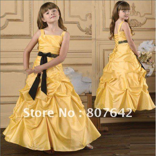 2013 New style wholesale beautiful A-line beaded custom size/color flower girl dress girls' gown Sky983