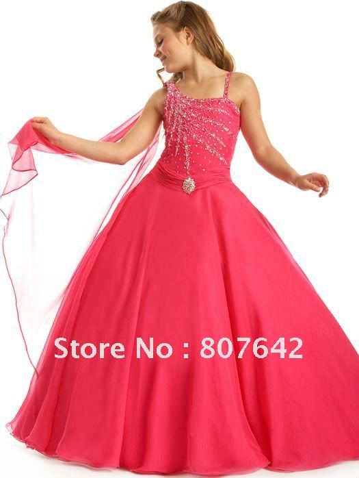 2013 New style wholesale beautiful A-line beaded custom size/color flower girl dress girls' gown Sky989