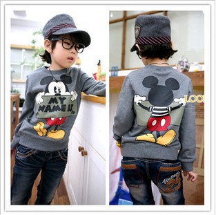 2013  New Stylish Micky Mouse Children hoodies Spring coat with grey and white