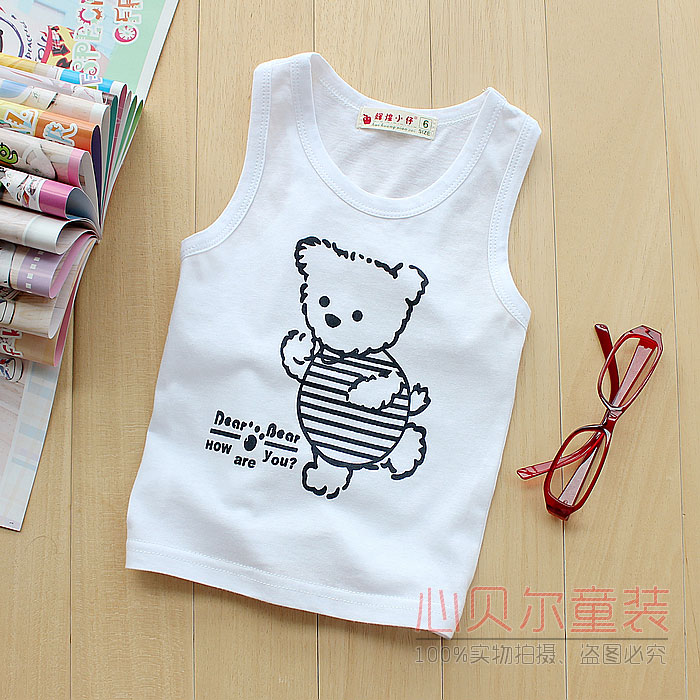 2013 new summer baby children cartoon vest the cotton shirt bottoming boy sports vest girls camisole