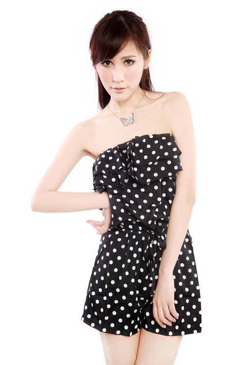 2013 new summer fashion dot  printed sleeveless chiffon jumpsuit Free shipping  L48