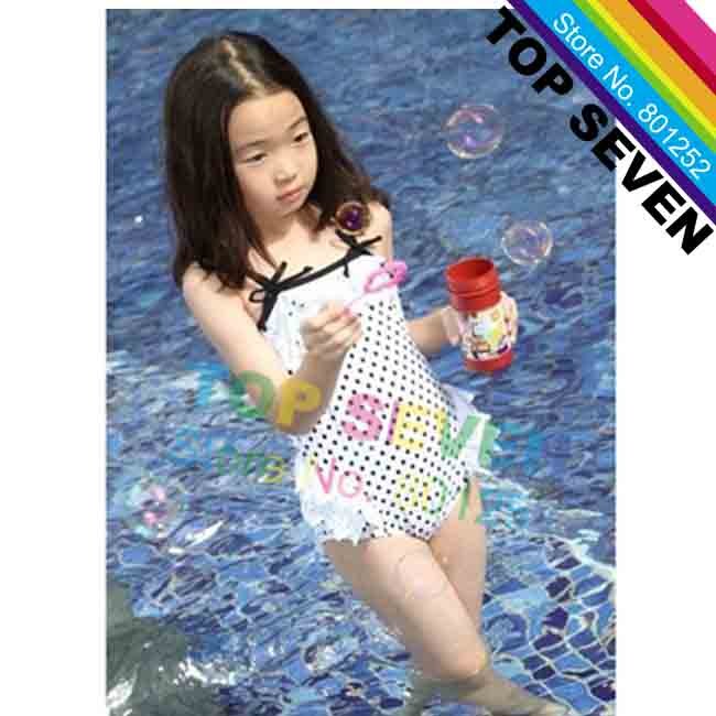 2013 New~Toddler Girls' White Dot Bikini Two Piece Swimwear Swimsuit Swimming Suit Bathing Suit Costume #S-003 ,CF