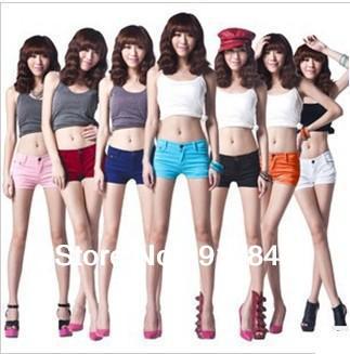 2013 new trend up hip slim candy color high elastic shorts    women pretty bright colorful shorts summer