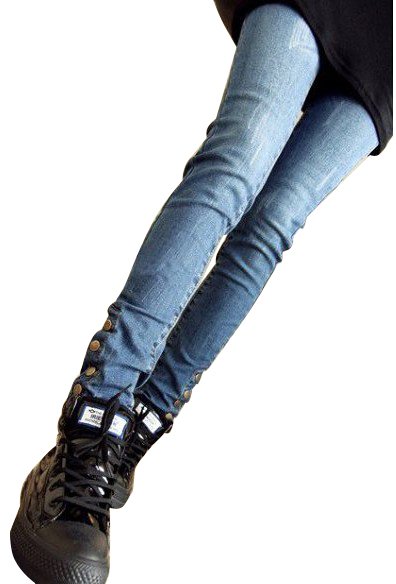 2013 new trouser button was thin wear white elastic pencil pants,free shipping, J152