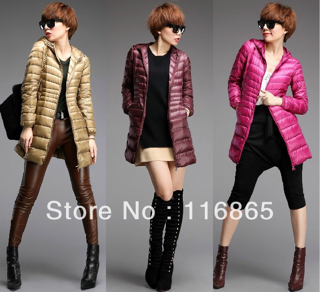 2013 new Uniqlo women and long sections Slim Hooded ultra- thin and light down jacket  free shipping