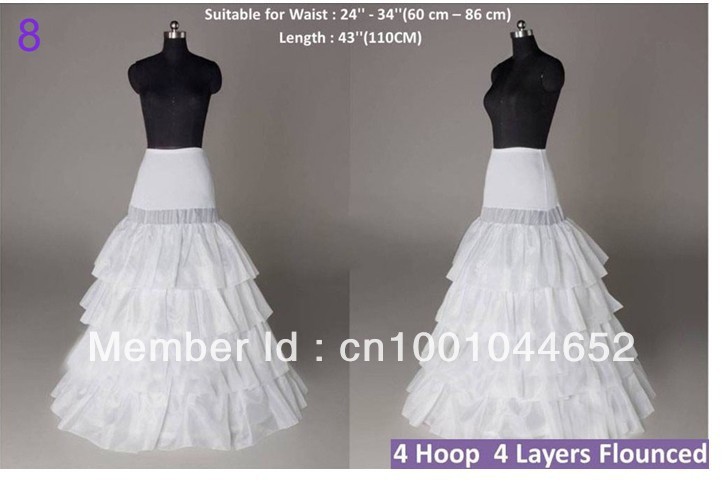 2013 New white Wedding Gown Train Petticoat Crinoline Underskirt 4-Layers