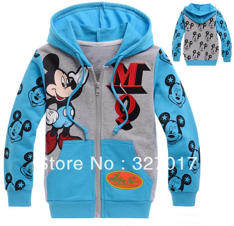 2013 New!Wholesale Children Cartoon clothing boys girls Mickey cotton hoodies,children light blue coat(6PCS/lot)free shipping