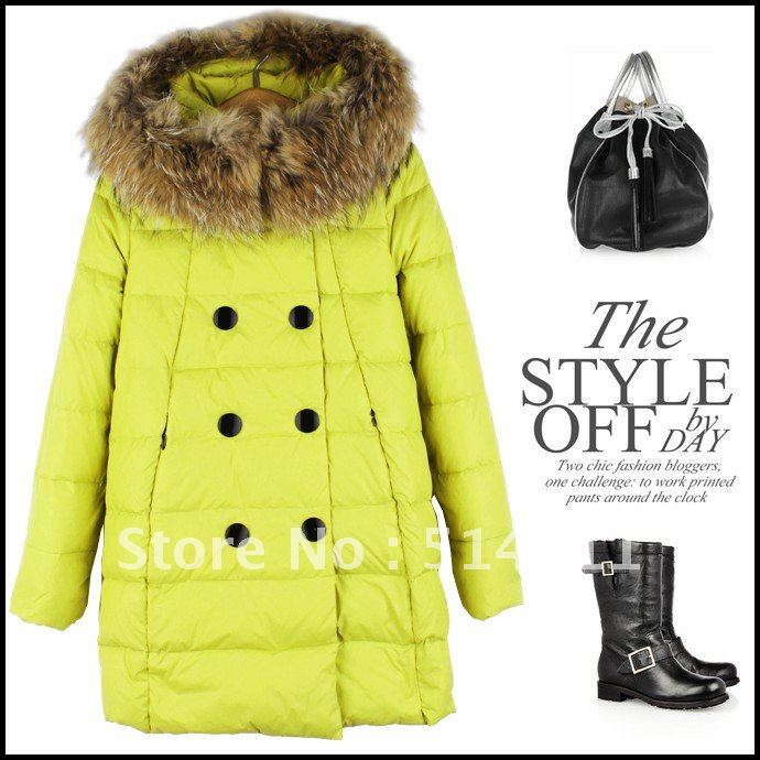 2013 New winter fashion ultra large luxurious fur collar women double-breasted  down coat,real fur down jacket,warm overcoat