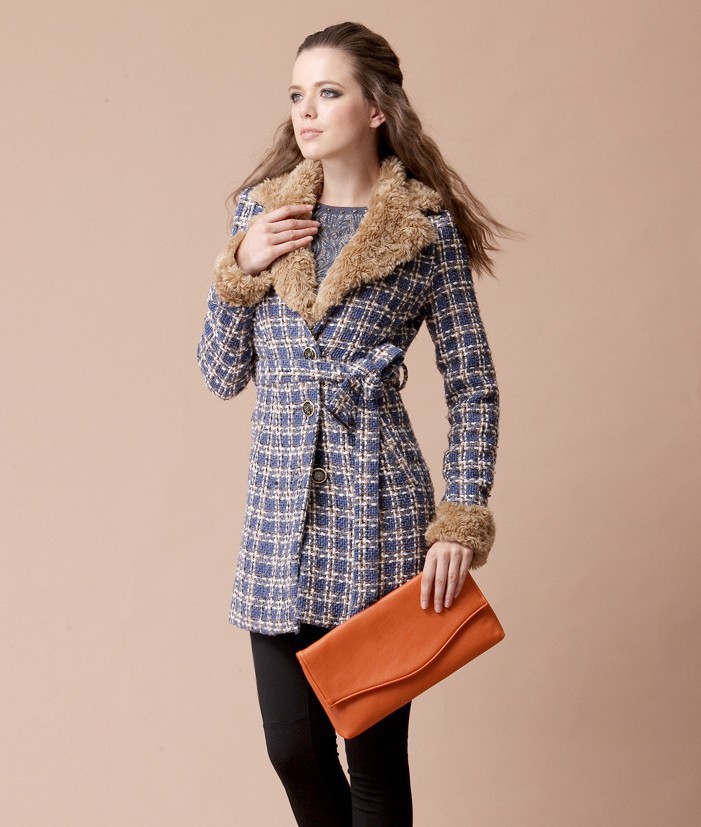 2013  new woman coat cultivate tweed coat material medium style coat collars free shipping WWN043
