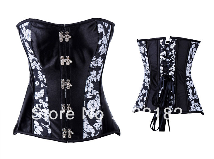 2013 New Women intimates satin Corset Sexy Lingerie (bustier+underwear) black 3366