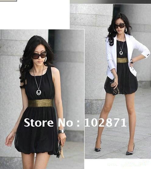 2013 New Women Korea Sweet Empire Waist Stylish Chiffon Dress Lined Tunic Mini +2 colors+free shopping