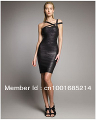 2013 new Women's black one shoulder Bandage Dress star Cocktail Party Evening Dresses
