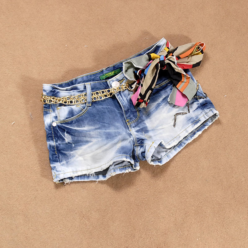 2013 new women's casual low-waistline hot sale short pants lovely's zipper bowknot devise jeans free shipping 1063
