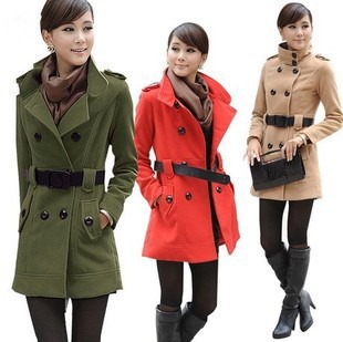 2013 new women's double-breasted woolen coat woolen coat Slim Long coat 295A00