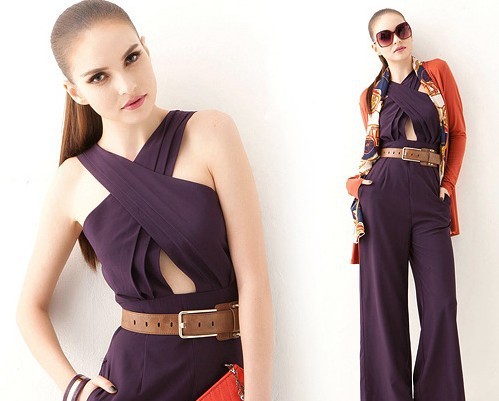 2013 new women's European and American sexy cross pants jumpsuit  hollow out