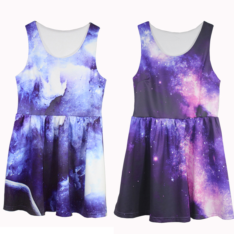 2013 new  women's Galaxy Space Print Sundress Fashion Vest  Dress Skirt
