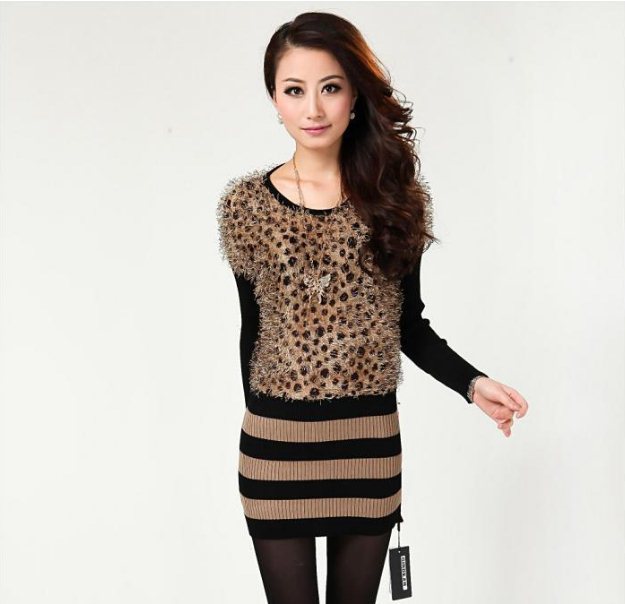 2013 new women's new bat sleeve sweater bottoming shirt  In the long sweater dress sweater women cashmere sweater