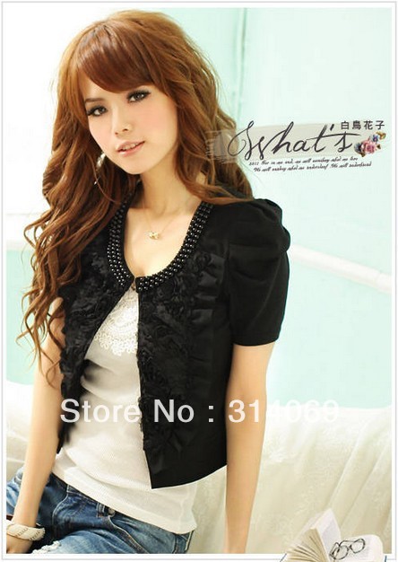 2013 New  women's Short sleeve jacket Rose petals small shawl jacket ladies coat