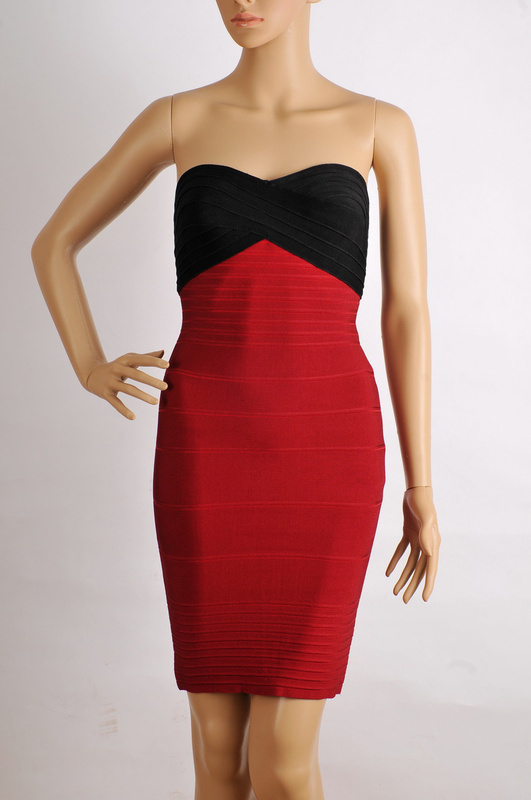 2013 new women's STRAPLESS red and black HL bandage DRESSES cocktail party evening dresses HL557 wholesale and retail dropship