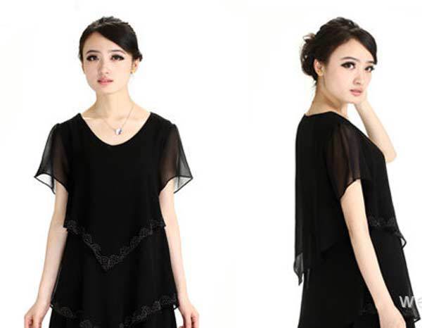 2013 new women's summer clothing the big yards cake  hot drilling round neck chiffon dress L, XL, XXL, XXXL, XXXXL clothes