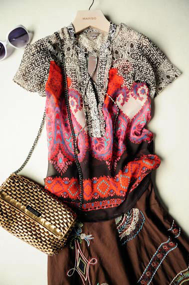 2013 New Womens Stand Collar V-neck Vintage Printing Chiffon Blouses Lady's Short Sleeved Plus Size Shirts Top Wholesale