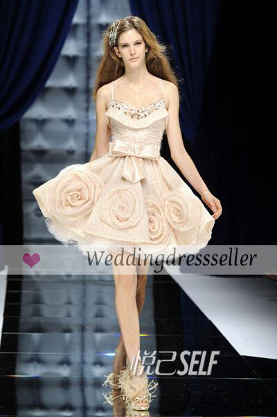 2013 New Zuhair Mini Ball gown Spaghetti strap Applique Taffeta Tulle Prom Gowns Celebrity Dress