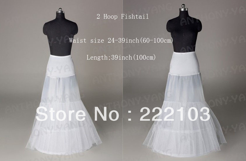 2013 Newest 2 hoop fishtail petticoat wedding underskirt mermaid crinoline slip cheap petticoat
