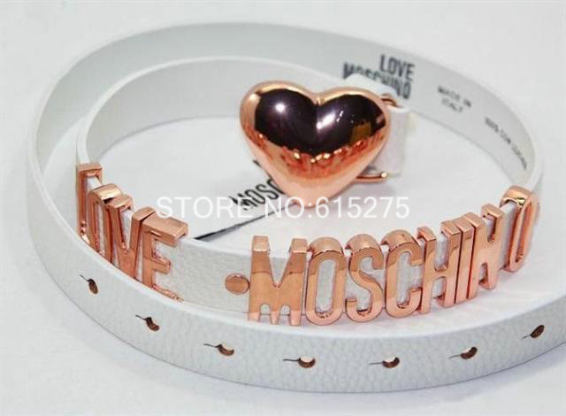 2013 newest cowskin lovey heart Rose Gold buckle letter belts women's fashion leather belts( black white colour) free shipping