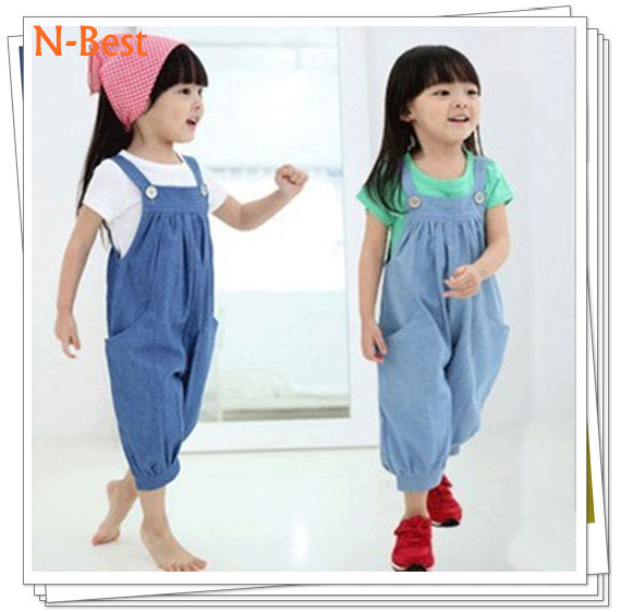 2013 Newest Design!! Baby Girls Overall Jeans Long Trousers Fashion Kids pants High quality baby wear
