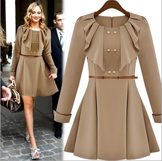 2013 Newest European Style Long Sleeve Famous Star Dresses Stylish Women/Ladies O-Neck Skirt  Dress Clothes