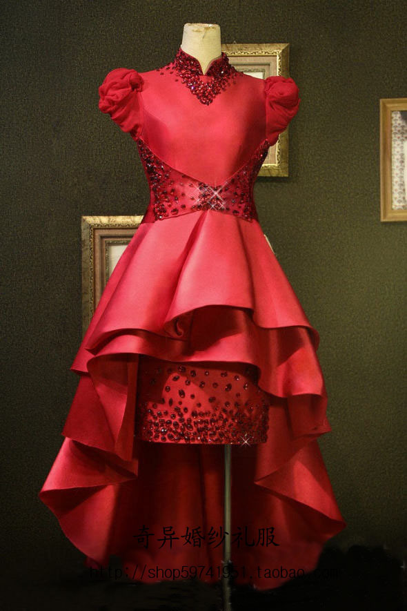 2013 Newest Fashion   Silk  Red Evening Dresses