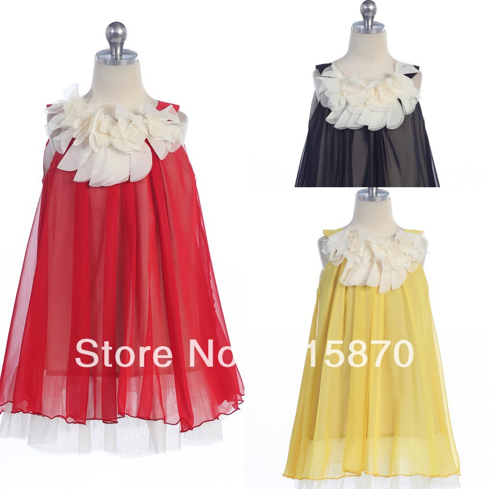 2013 newest hot sale custom made A-line chiffon amazing  lovely  little flower girl dress