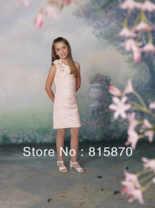 2013 newest hot sale custom made  A-line sheath taffeta one shoulder  lovely  little flower girl dress