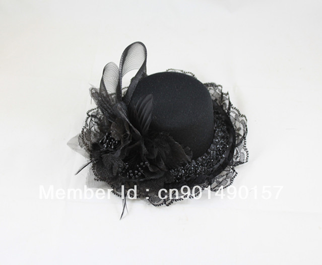 2013 Newest Luxurious Feather Lace Bridal Hats With Pearl / Bridal Headpieces LM006 Free Shipping