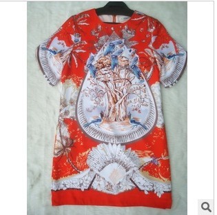 2013 newest noble slim summer dress,fashionable silk dress,short sleeve,flower loose dress,S-L free shipping