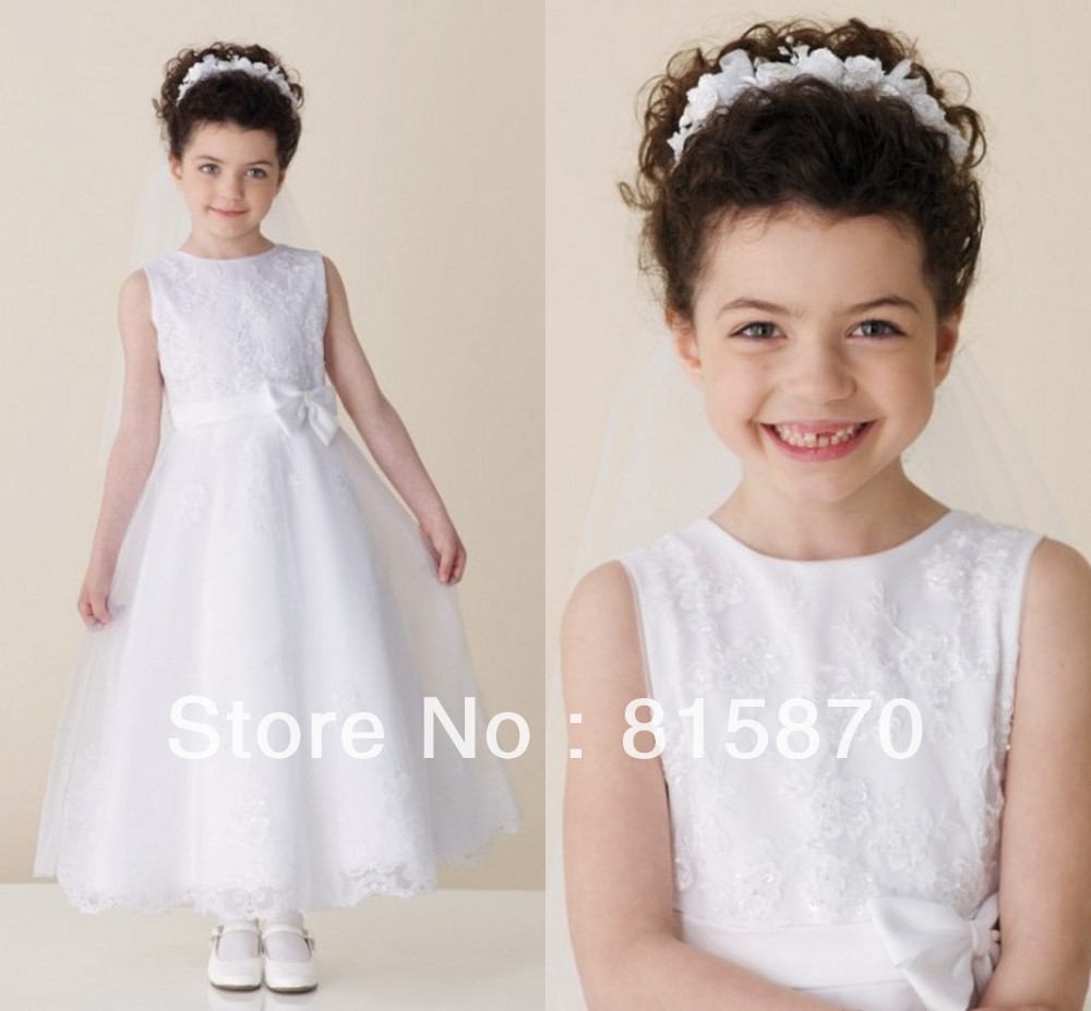 2013 newest  popular custom made  A-line tulle appliques cute little flower girl dress