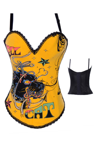 2013 Newest! Purple White Yellow Grey Print Lion Sexy Corsets & Bustiers With Cup LB4468 Pattern shapers