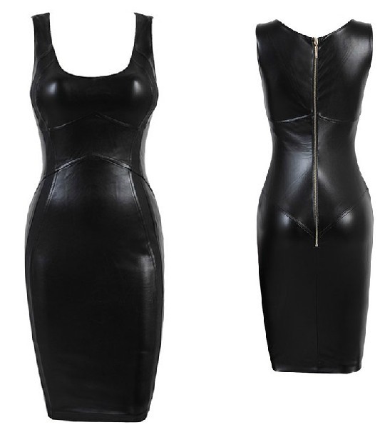 2013 newest sexy black leather bandage dress