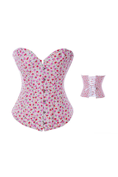 2013 Newest Style! Lady Beauty Pink Corset,4098 Sexy Sweet Printing Cherry Butiers,Strapless Body building Camisole