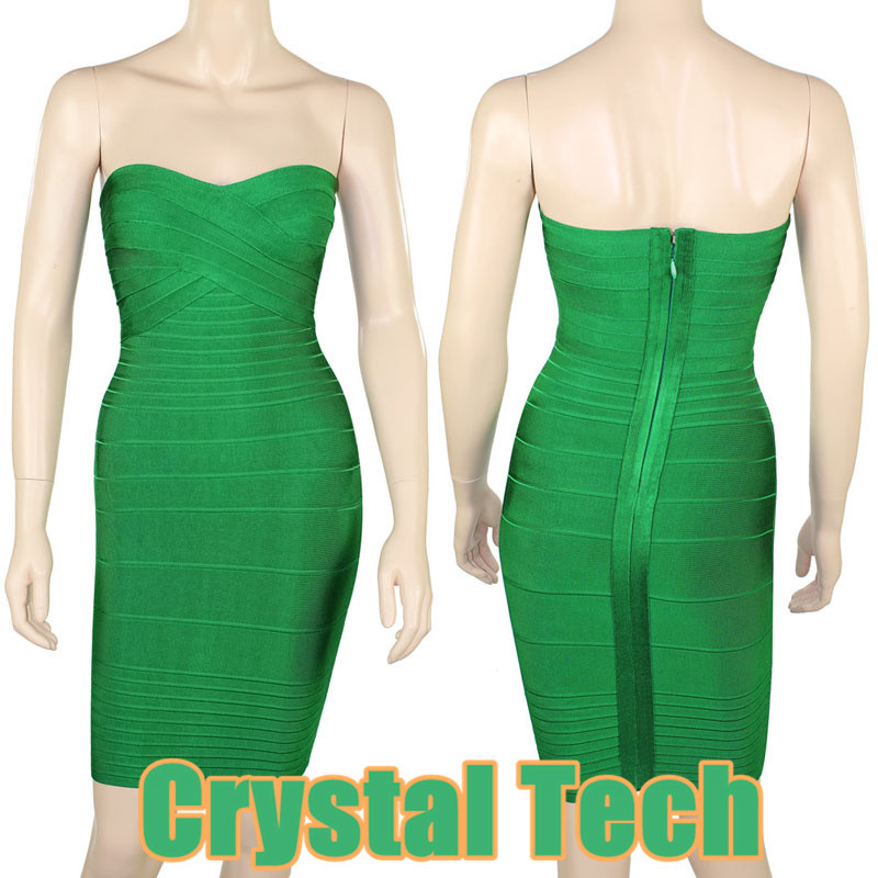 2013 newest  Women's Green strapless Tube Cerebrity dress bandage dress cockital prom and formal party everning dropshipping