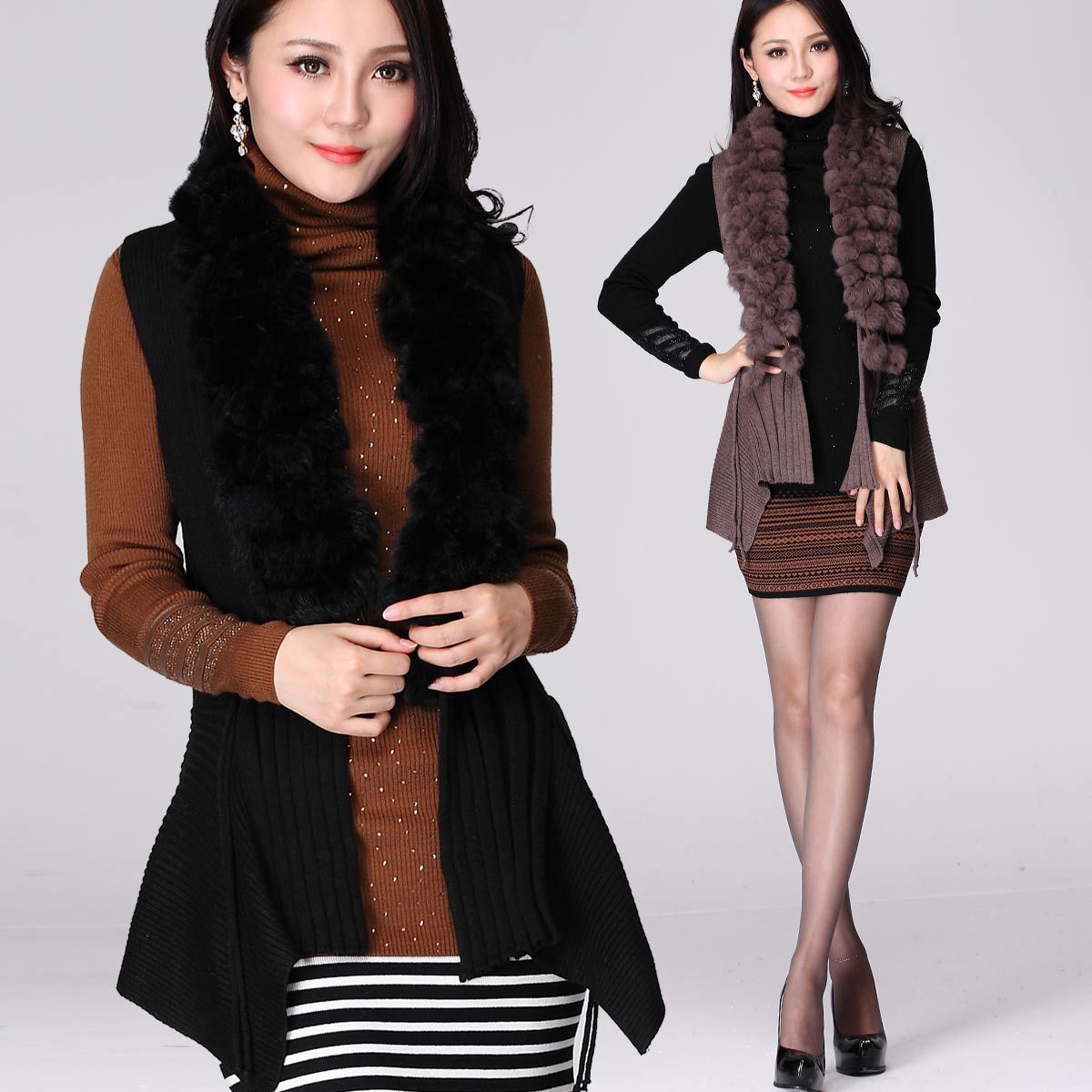2013 OL spring and autumn outfit sweater winter sweater women's sweater vest patchwork vest cardigan