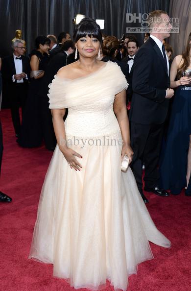 2013 Oscar 85th Academy Awards Off Shoulder Bead Tulles Ball Gown Octavia Spencer Celebrity Dresses