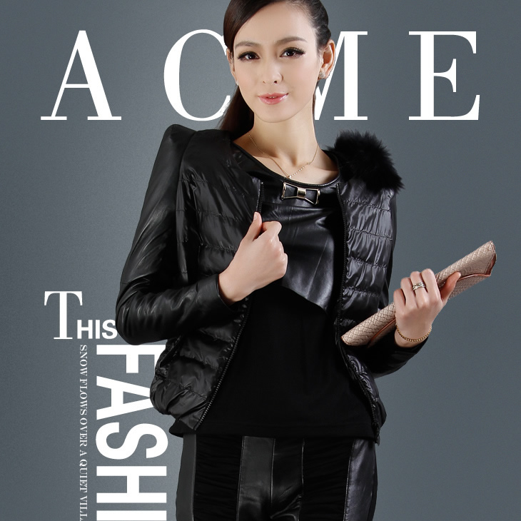 2013 pibu o-neck patchwork raccoon fur down outerwear candy color women sheepskin genuine leather clothing